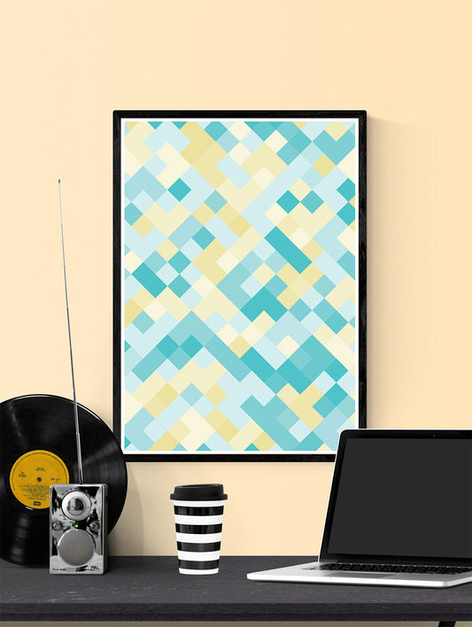 Mosaic 1 Abstract Mosaic Print in a frame on a wall