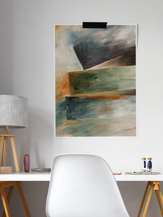 Naito Abstract Wall Art in a desk area