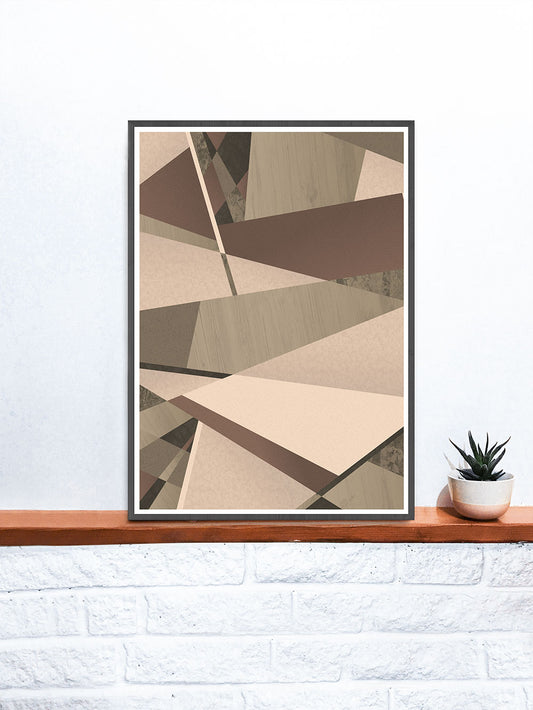 Natural Browns Geometric Nature Art on a Shelf