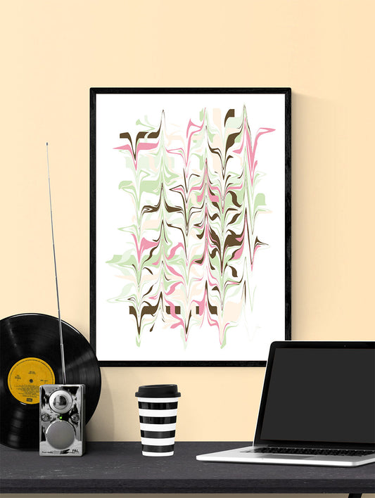 Ondulation 2 Abstract Art Poster in a frame on a wall