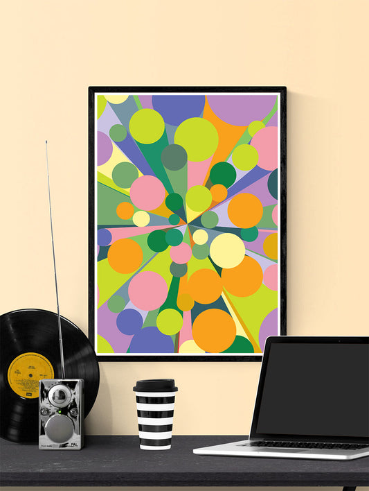 Palladium 2 Abstract Pop Print in a frame on a wall