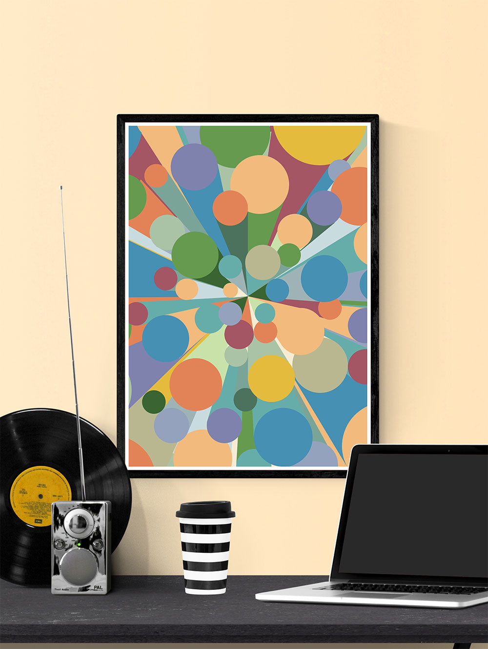 Palladium 3 Abstract Pop Art Print in a frame on a wall