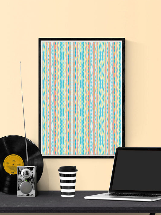 Pastelstatic Pastel Abstract Print in a frame on a wall