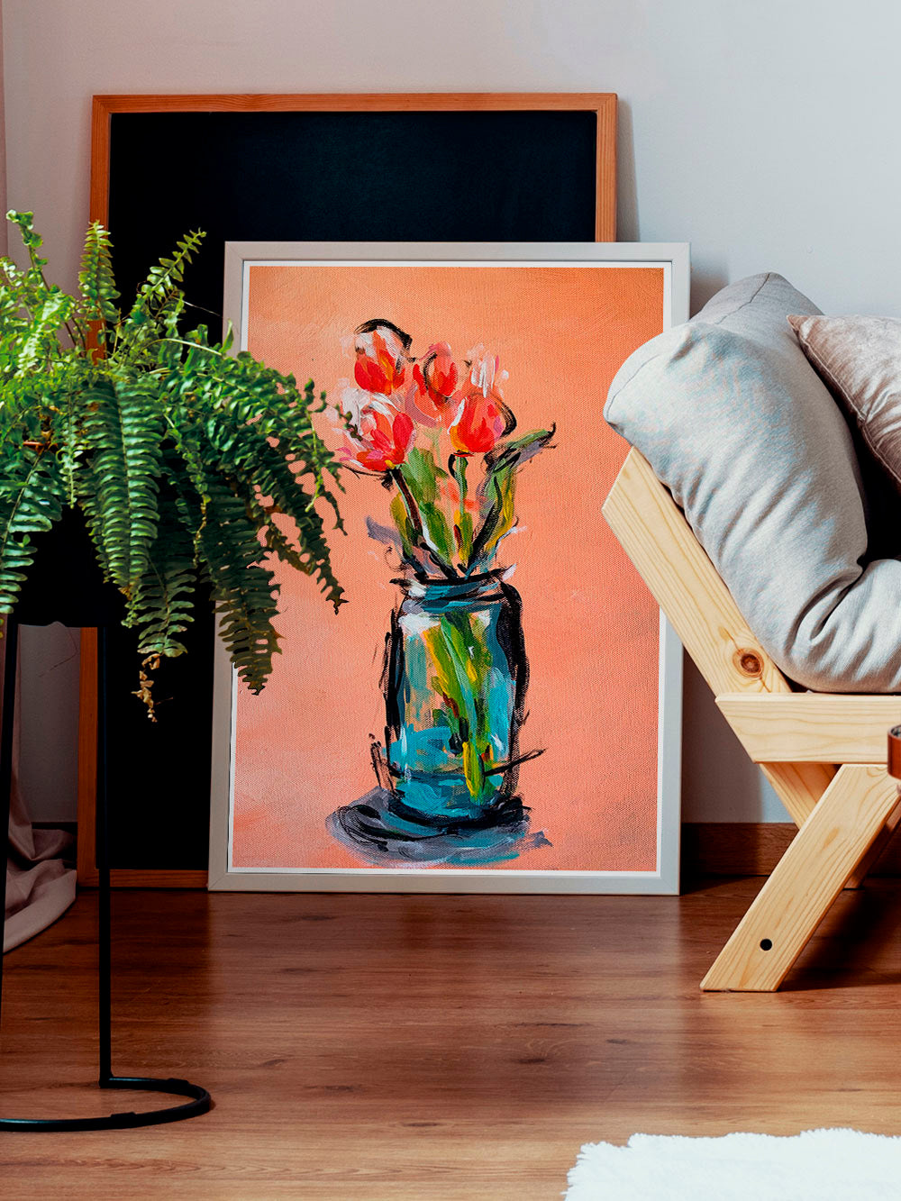 Peach Tulips Bouquet Poster Print