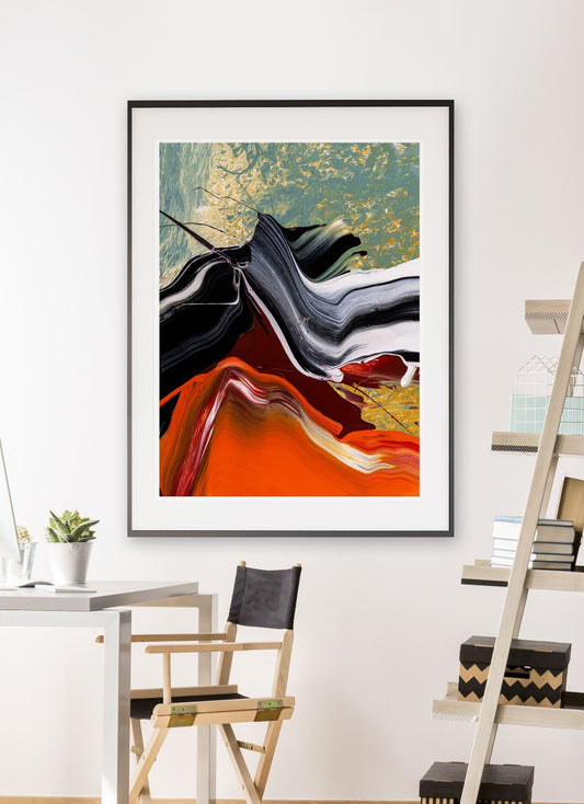 Peaks Flow Red Macro Oil Print