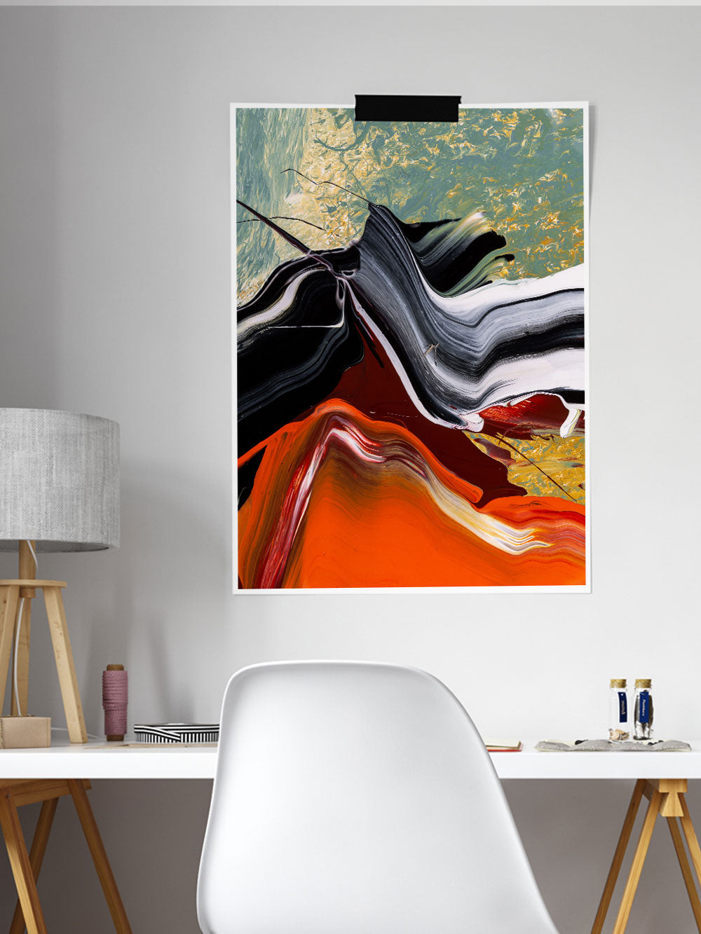 Peaks Flow Red Macro Oil Print