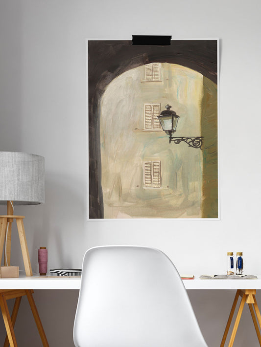 Pisciotta Italy Fine Art Print in a stylish desk area