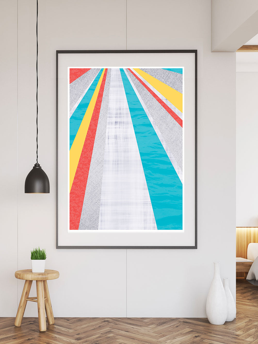 Pop Hole Colourful Geometric Art Print large print on a wall