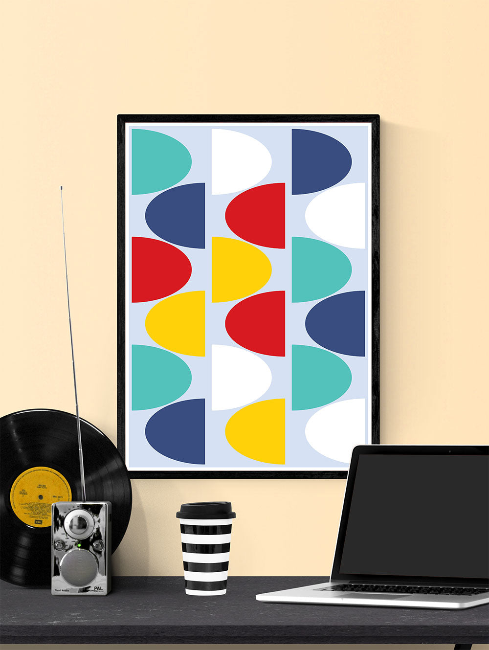 Pop Scales 1 Abstract Art Print in a frame on a wall