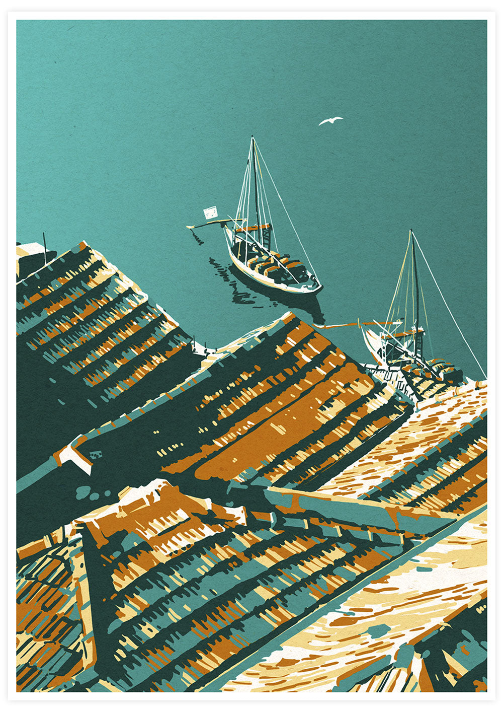 Cais de Gaia Boat Porto Art Print