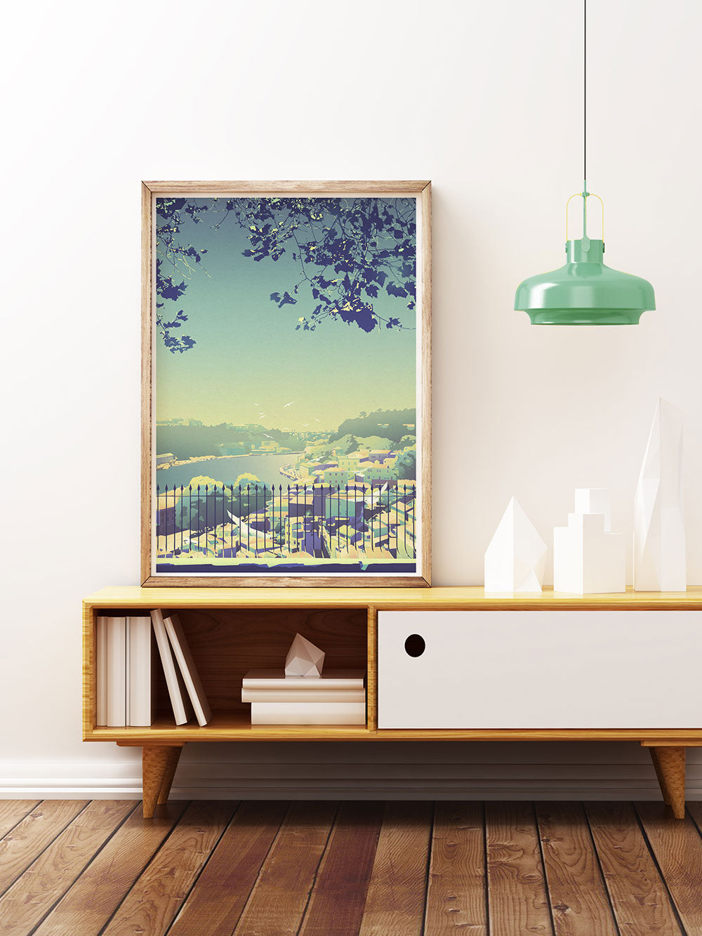 Virtudes Illustration Print in a mid century room