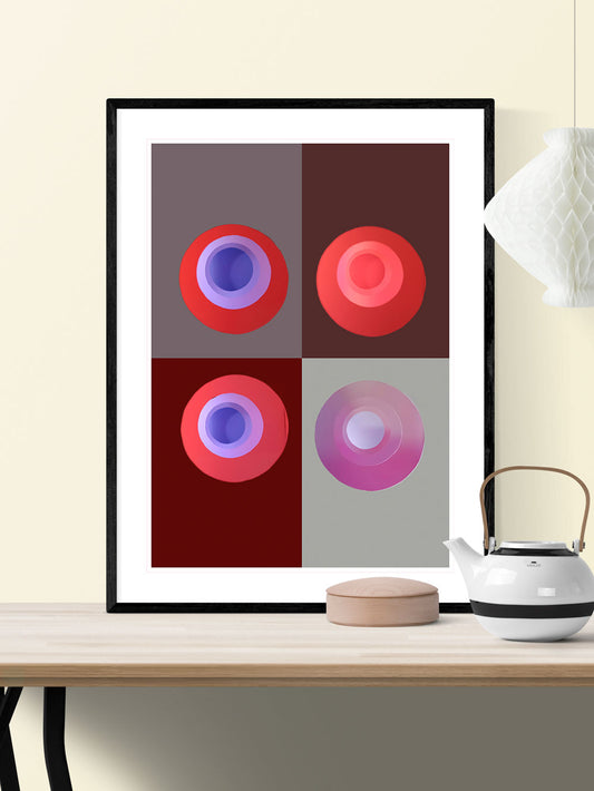 Red Minimal Art Print in traditional room