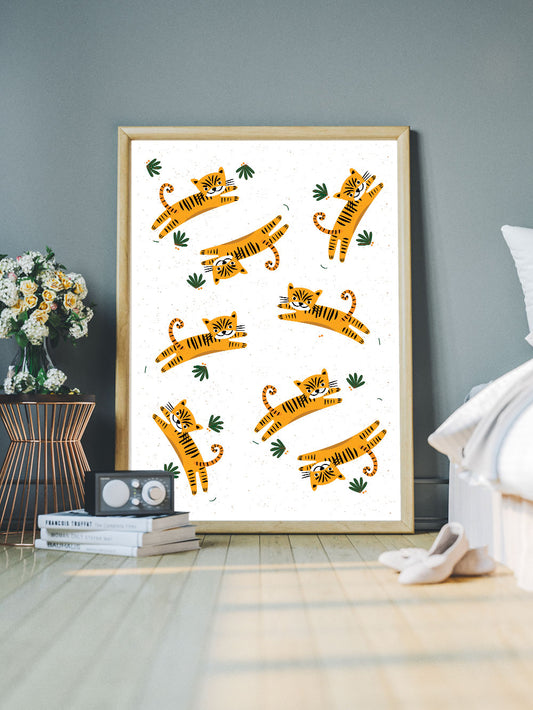 Roar Tiger Illustration Print in a bedroom
