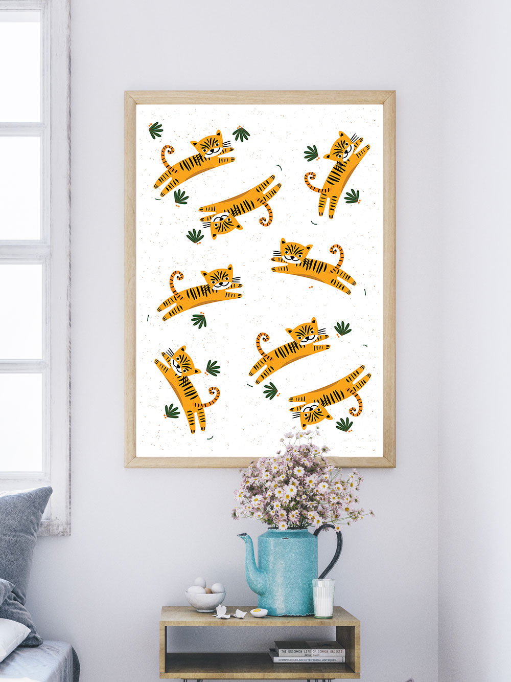 Roar Tiger Illustration Print on a wall