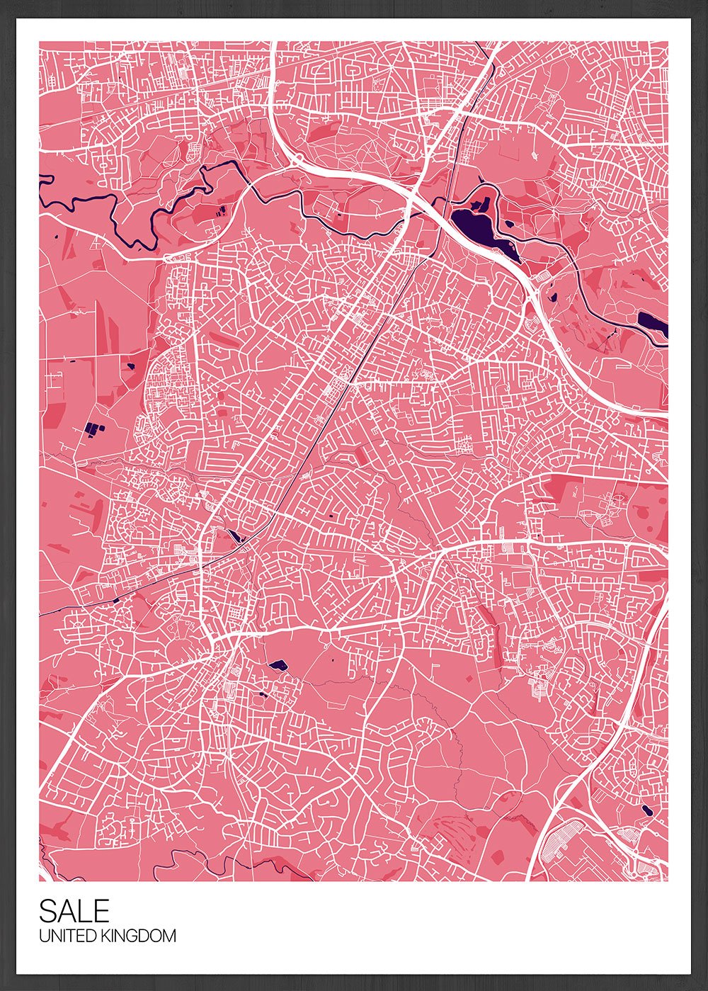 Sale Trafford Map Print Pink Variant