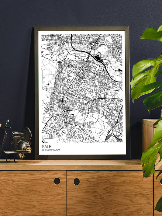 Sale Trafford Map Print in a trendy room