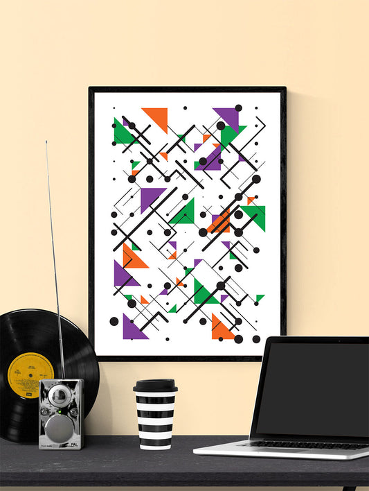 Secondary 1 Line and Triangle Print in a frame on a wall