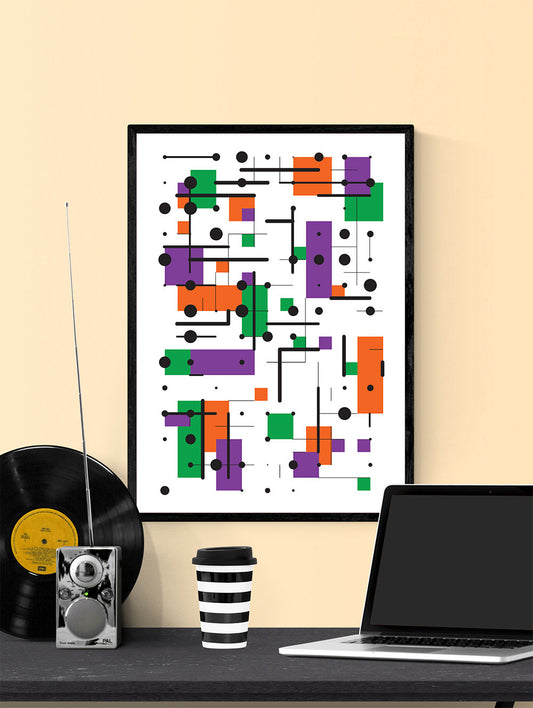 Secondary 10 Triangle Abstract Print in a frame on a wall