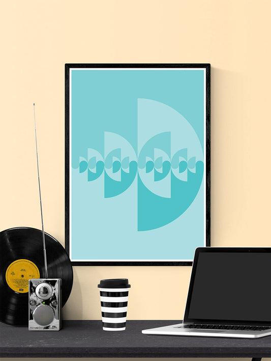 Sigil Air Abstract Blue Sigil Art in a frame on a wall