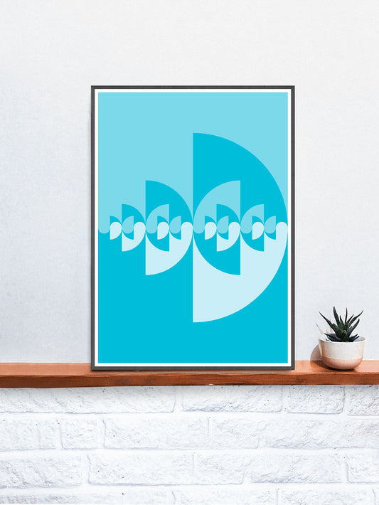 Sigil Water Pattern Art Print in a frame on a shelf