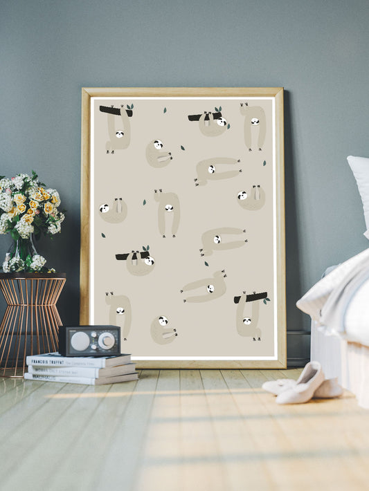 Sloth Cute Sloth Art in a bedroom