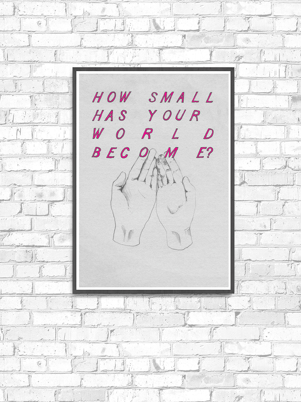 Small World Contemporary Illustration Print in a frame on a wall