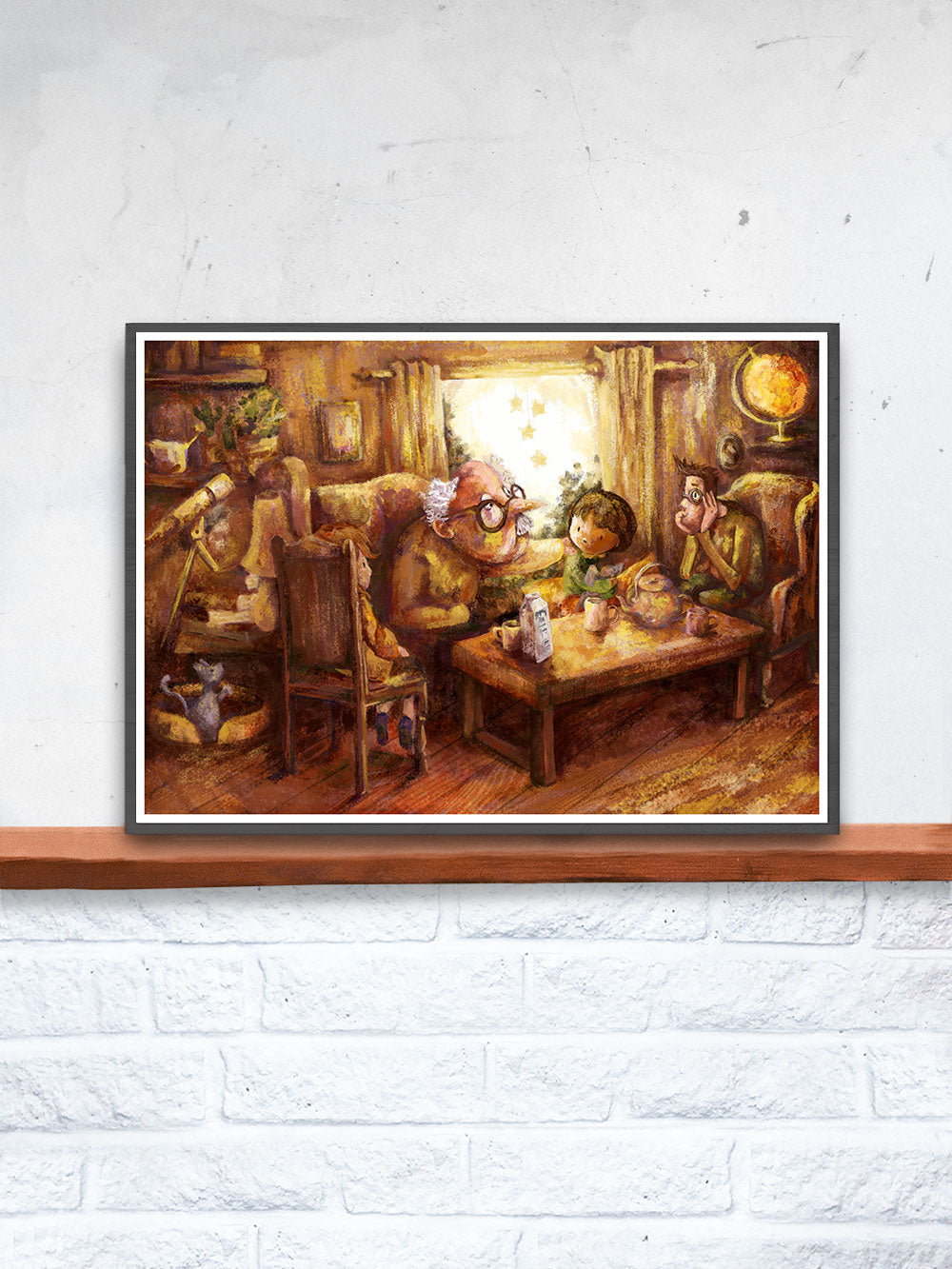 Stories with Grandfather Kids Wall Decor in a frame on a Shelf