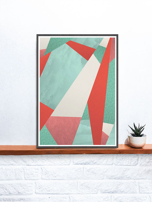 Summer Rain Geometric Texture Print on a shelf