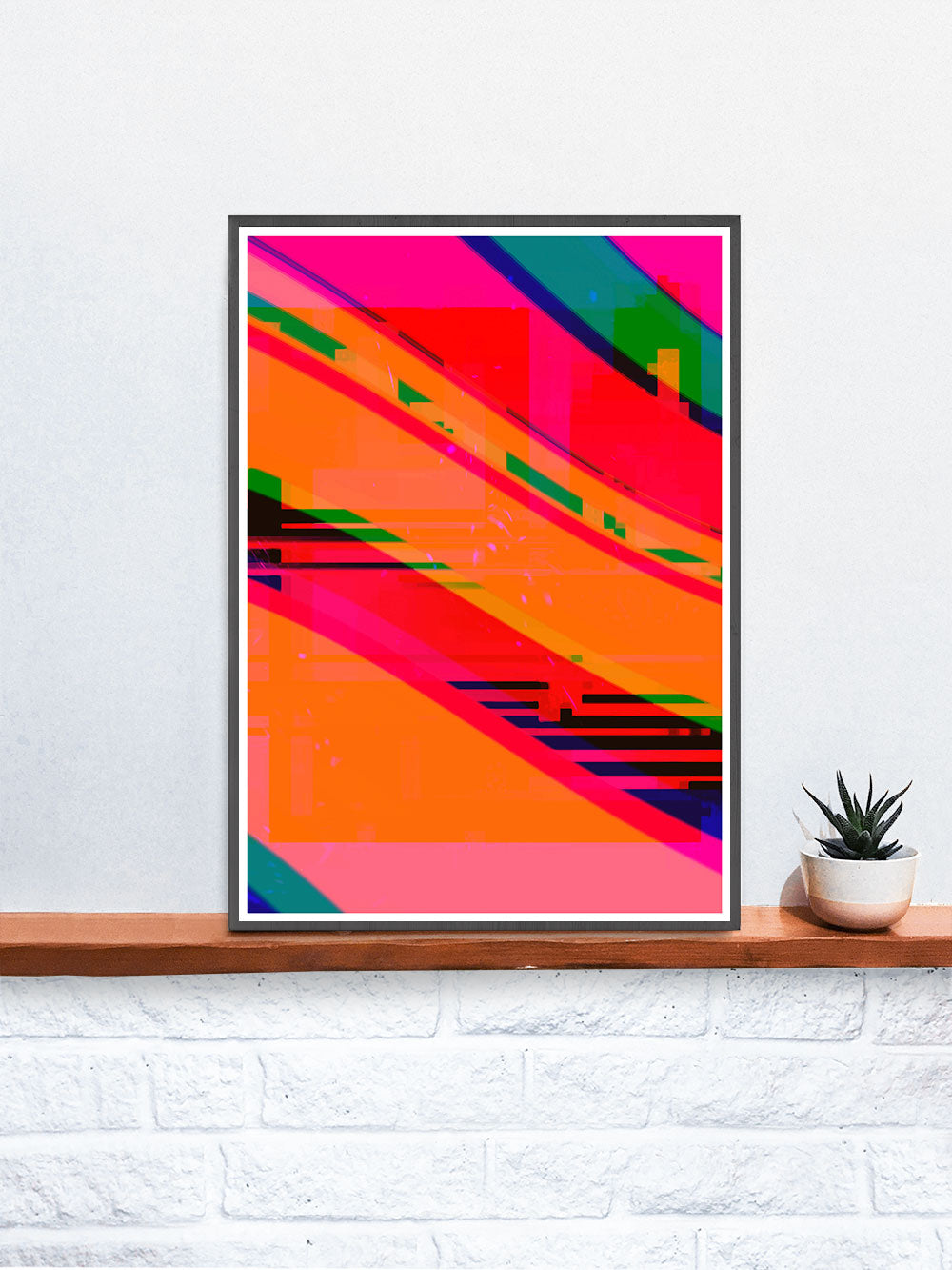 Supernova Abstract Digital Art in a frame on a shelf