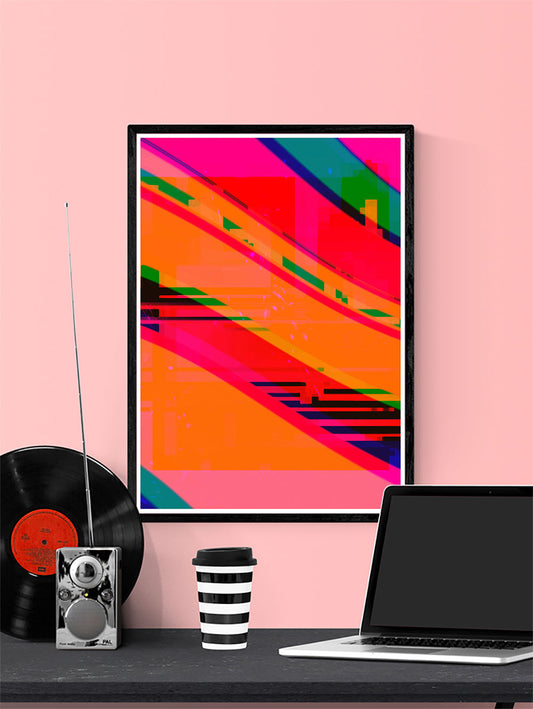 Supernova Abstract Digital Art in a frame on a wall