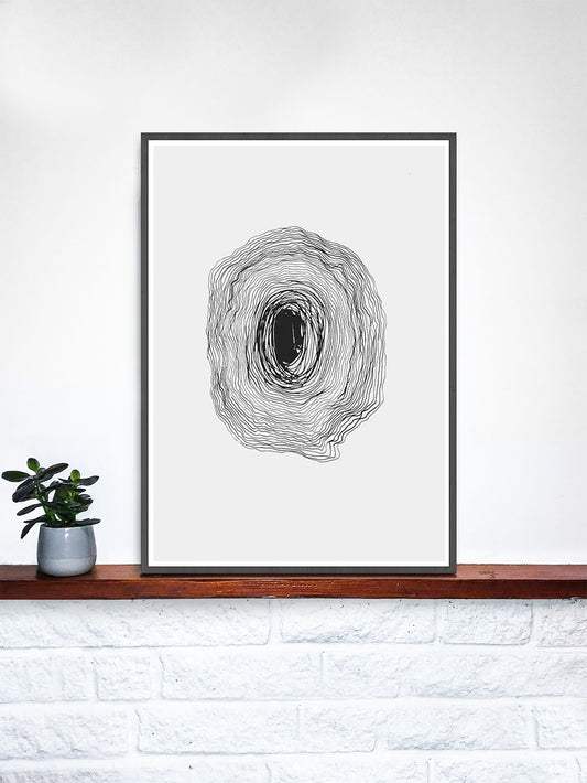 Tangle Big 2 Illustration Hand Drawn Print on a shelf