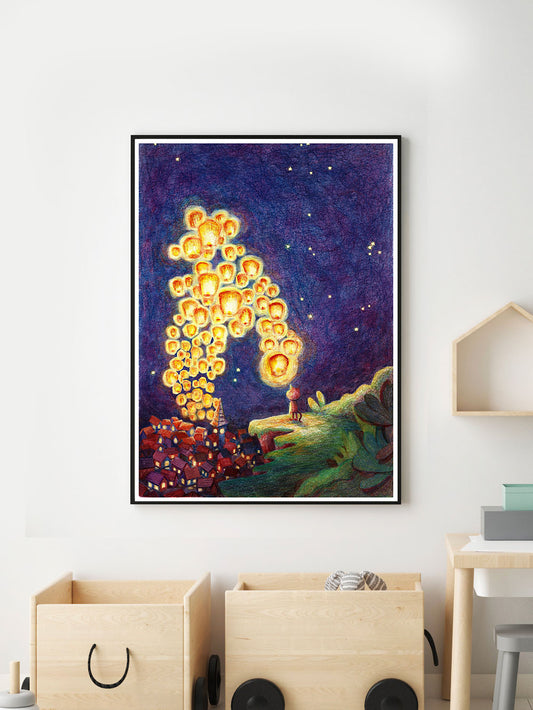 The Edge of the World Nursery Art Print in kids bedroom