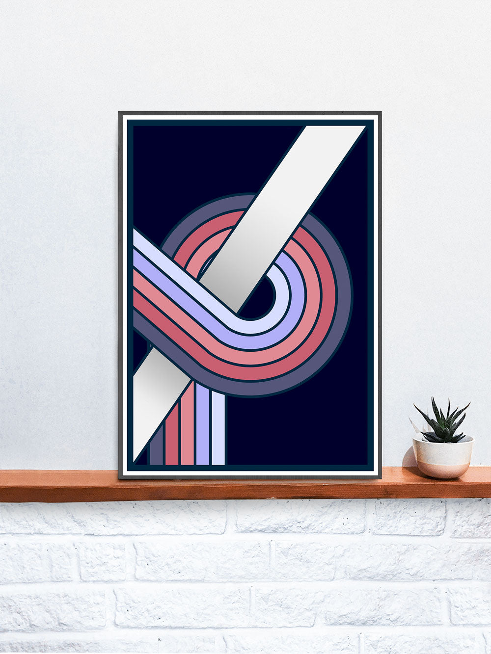 The Fluid 1 Retro Spiral Prints on a Shelf