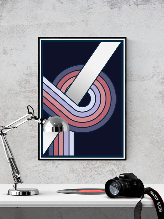 The Fluid 1 Retro Spiral Prints in a frame on a wall