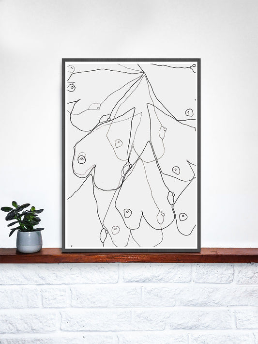 Tits Up Nude Abstract Illustration on a shelf
