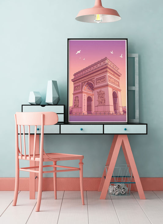 Arc de Triomphe Poster Print on a desk