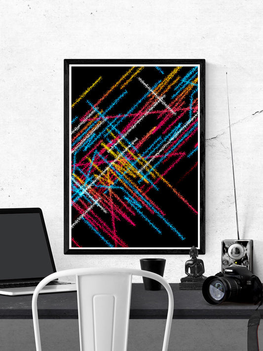 Tube Graffiti Abstract Art in a frame on a wall