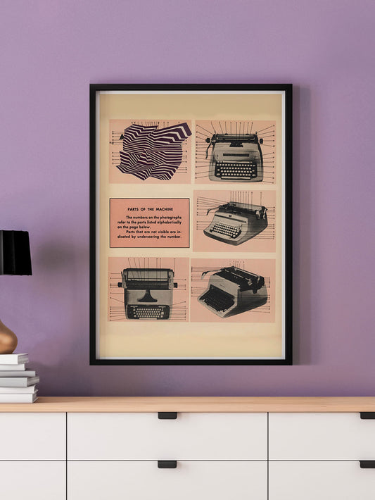 Typewrong Retro Poster in a frame on a wall