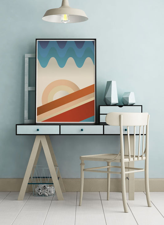 Upside Down Retro Art Print on a modern desk