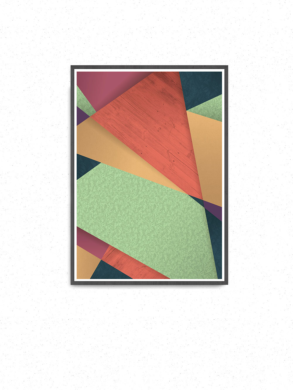 Wilted Flower Floral Geometric Print on a wall