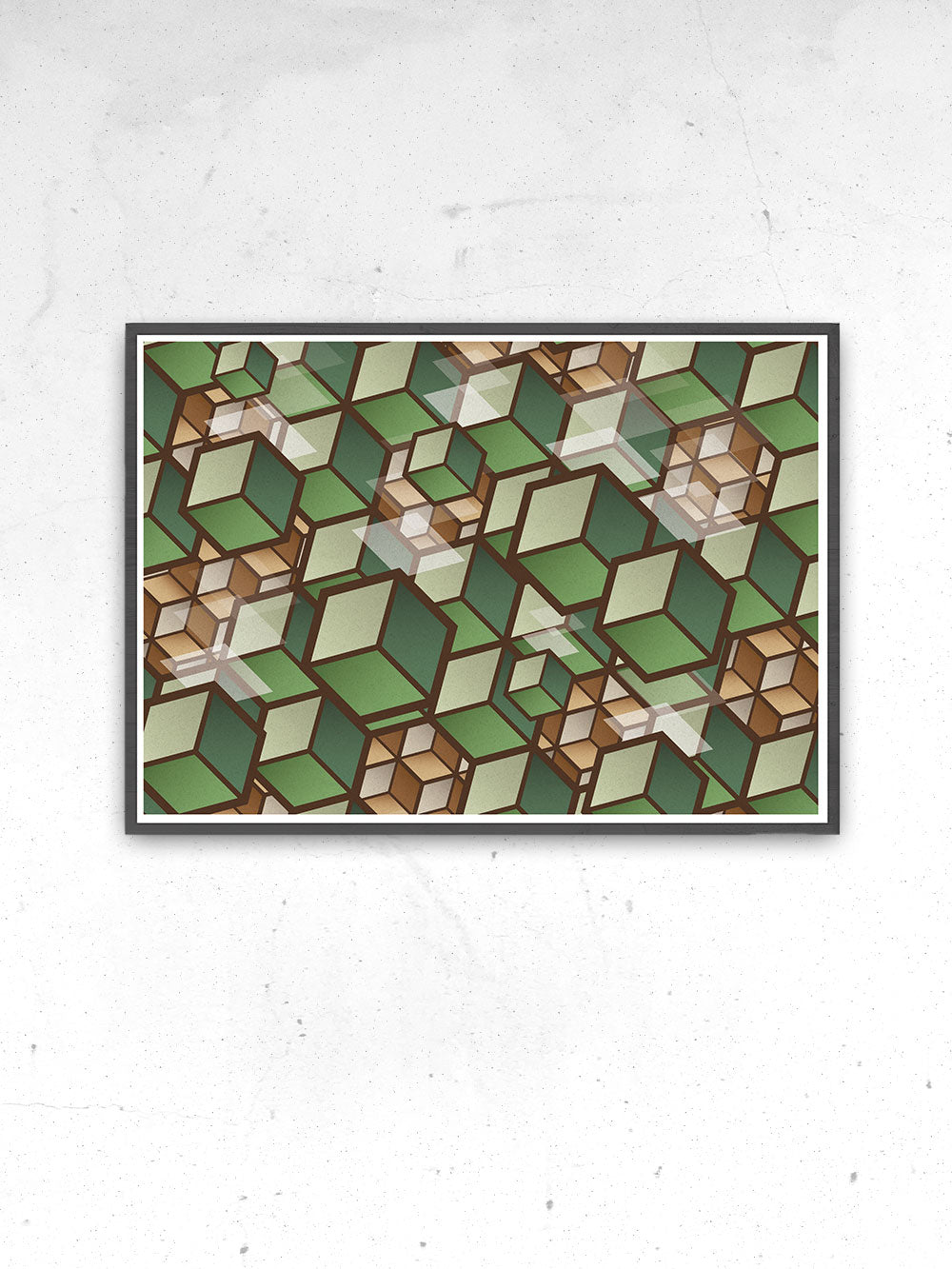 Woodland Cubes 3D Cube Wall Art on a wall