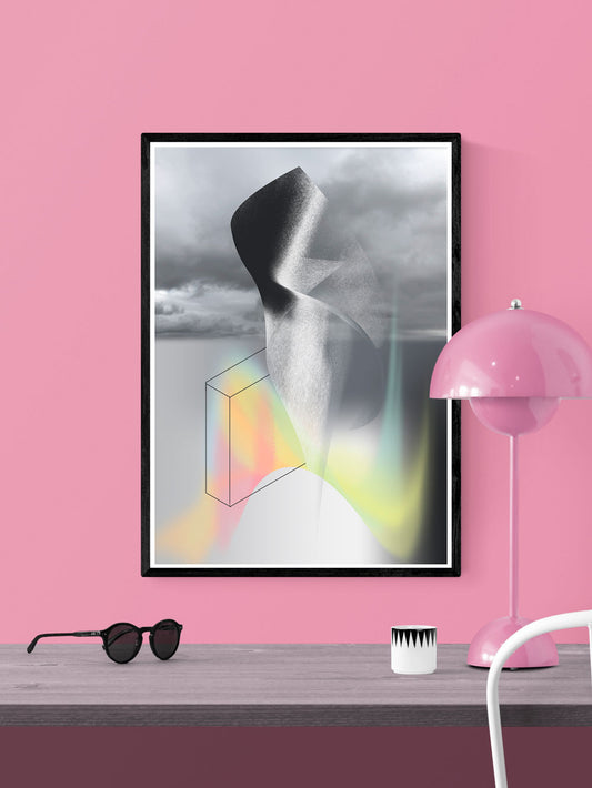 Wrap Me Abstract Glitch Art in a frame on a wall