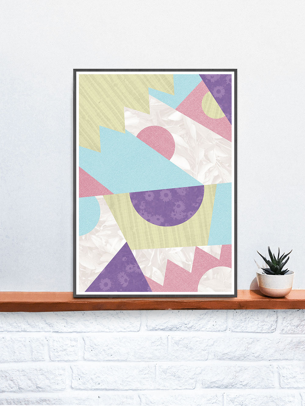 Zig Zag Pop Art Pastel Geometric Wall Art on a Shelf