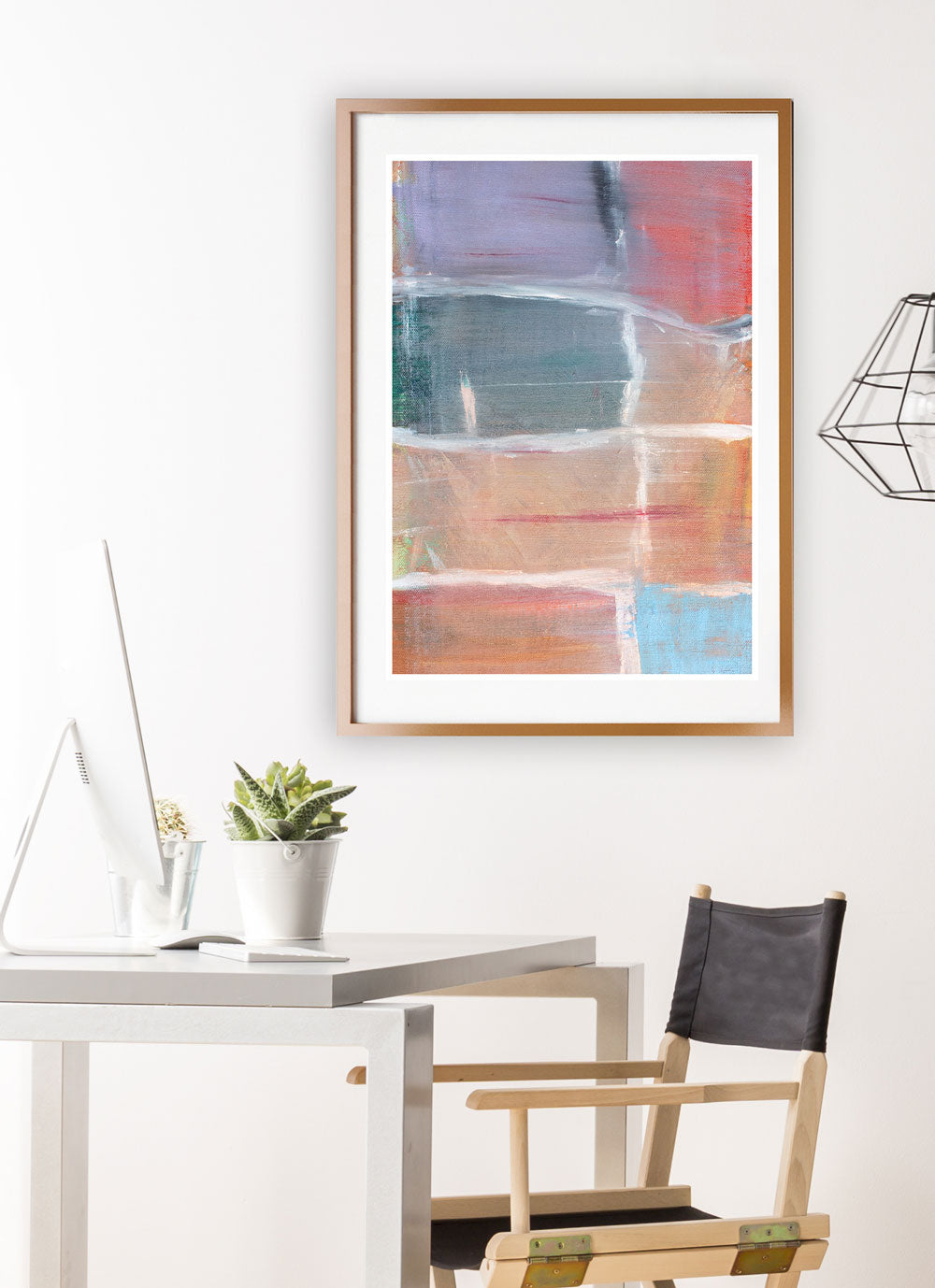 Chequred Abstract Painting Print in stylish room