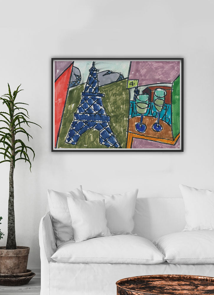 City IV Artwork Print In A Traditional Lounge Interior