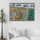 City XII Illustration Art Print in a Traditional Room Interior