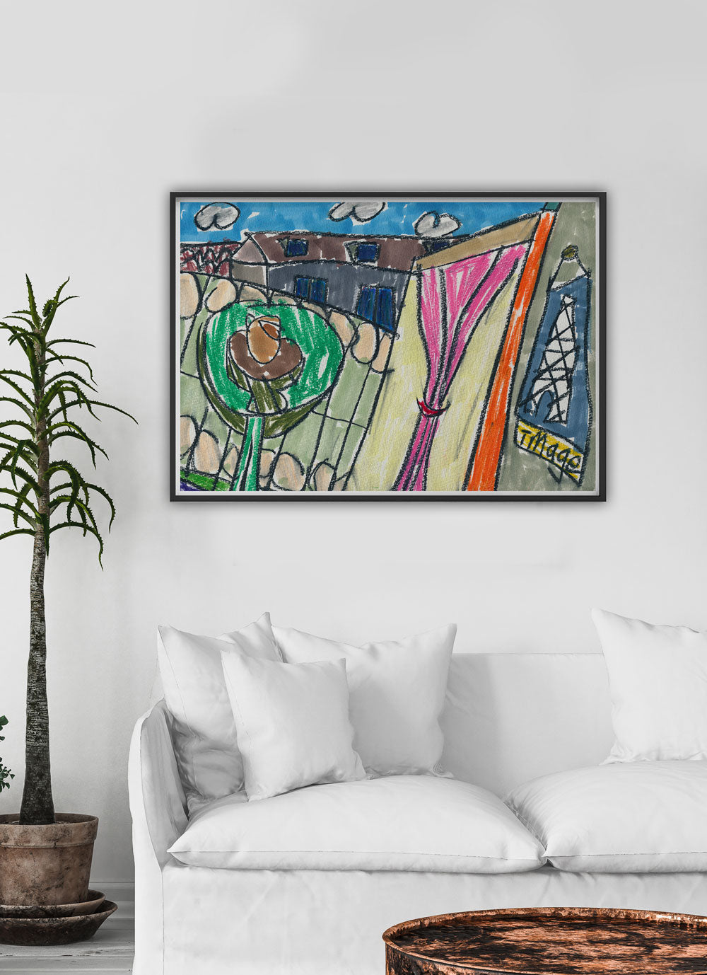City XVII Illustration Print in a traditional room