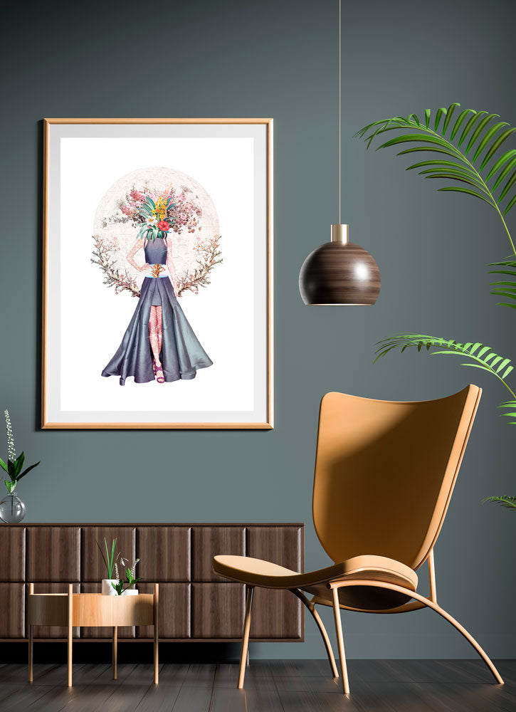 Lady Flower No3 Flower Collage Wall Art