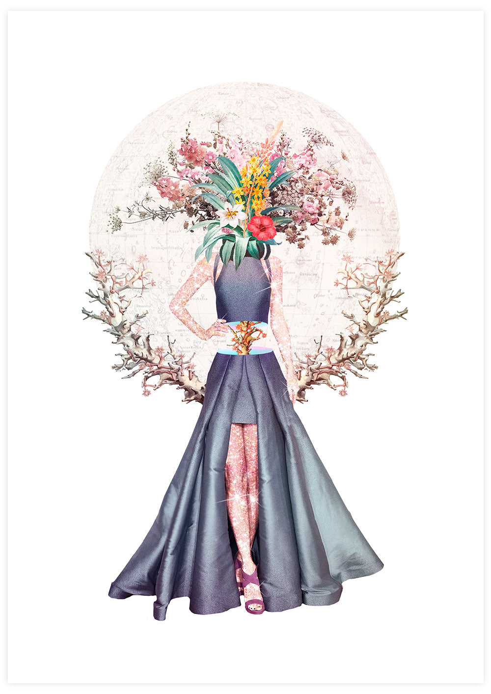 Lady Flower No3 Flower Collage Poster
