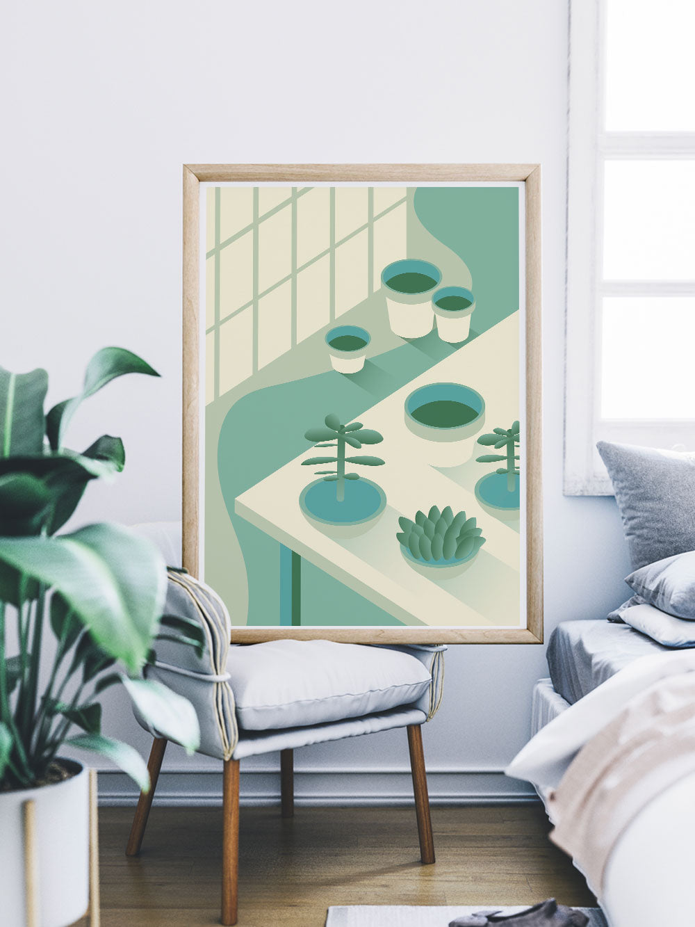 The Potting Shed Plant Art Print in a modern room